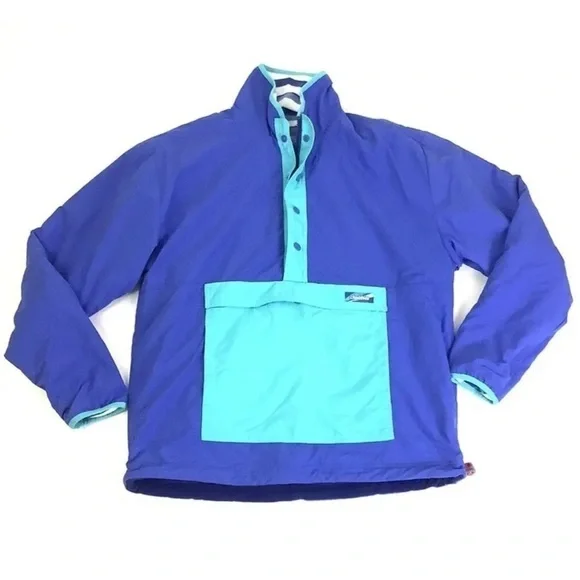 Chubbies Mens Sz M Reversible Fleece Windbreaker Pullover Blue Striped Nylon - Picture 2 of 10